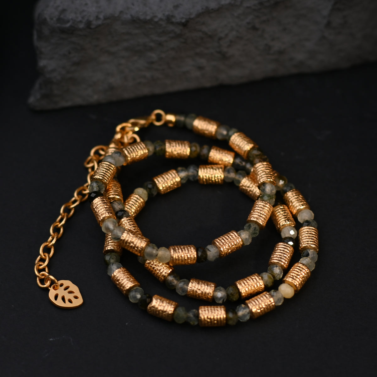 The Ribbed Gold & Green Tourmaline Necklace