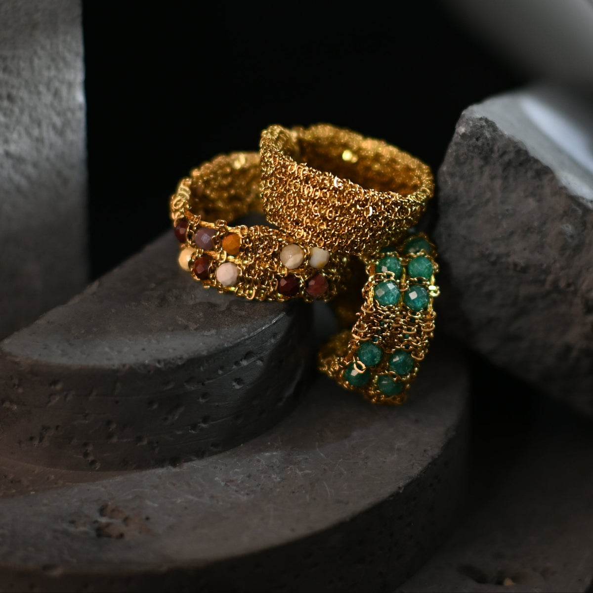 The Aurelia Golden Chainmail / Heavy 22K Gold Hand-Woven Wire Mesh Soft Band Ring (8mm Wide, Fits US Size 9–10)