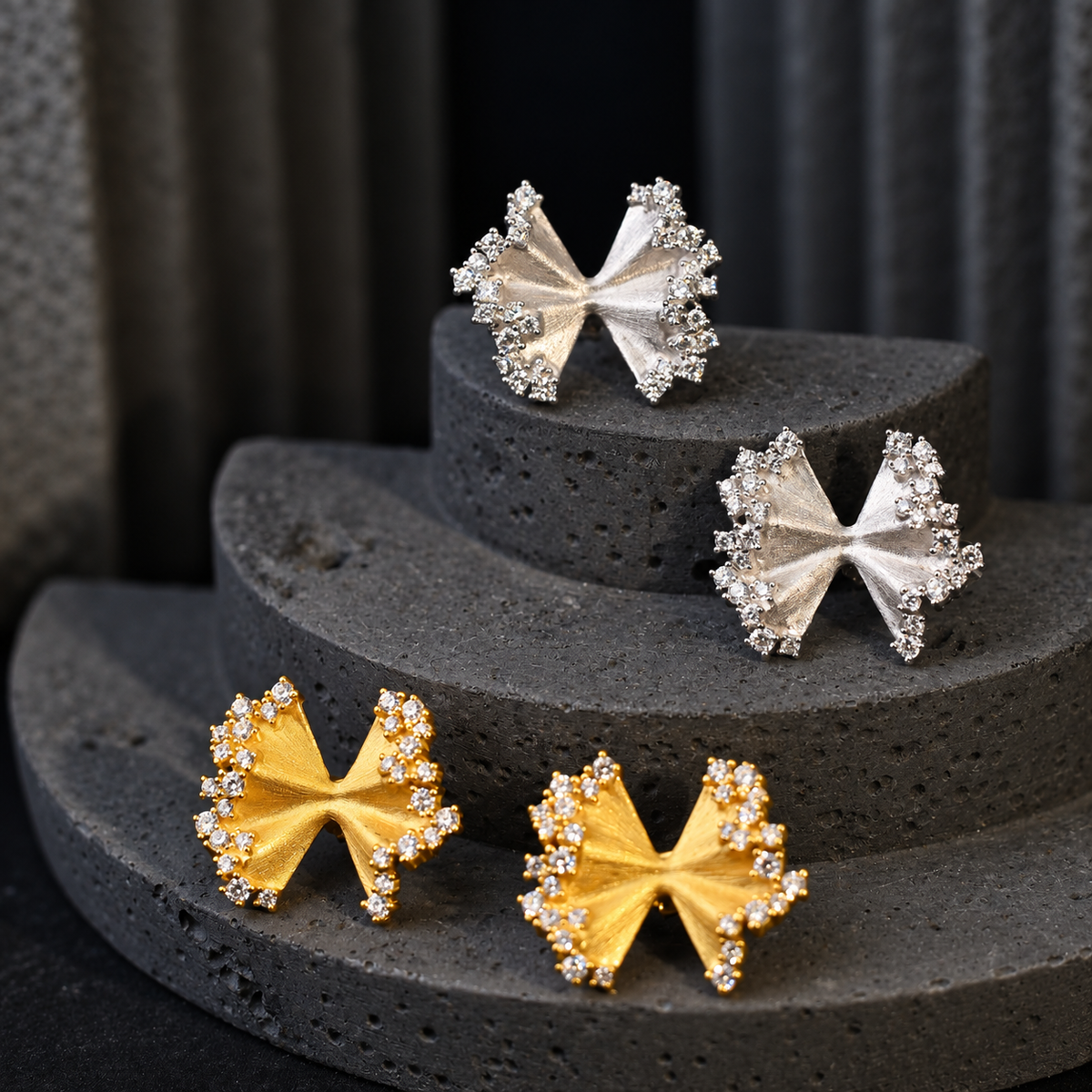 The Silver Bow / Farfalle Diamond Stud Earrings