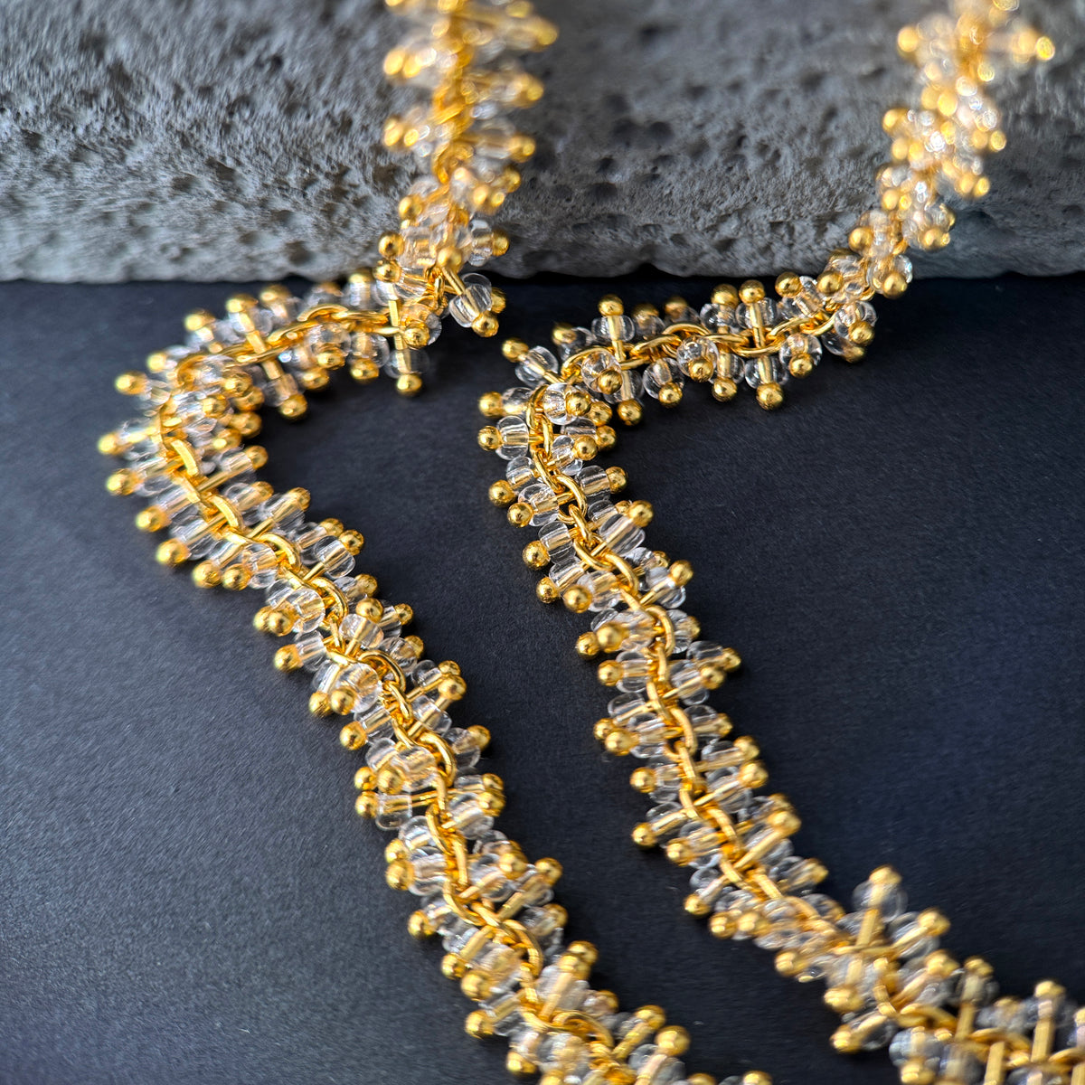 The Crystal Vine / Golden Frost Woven Necklace