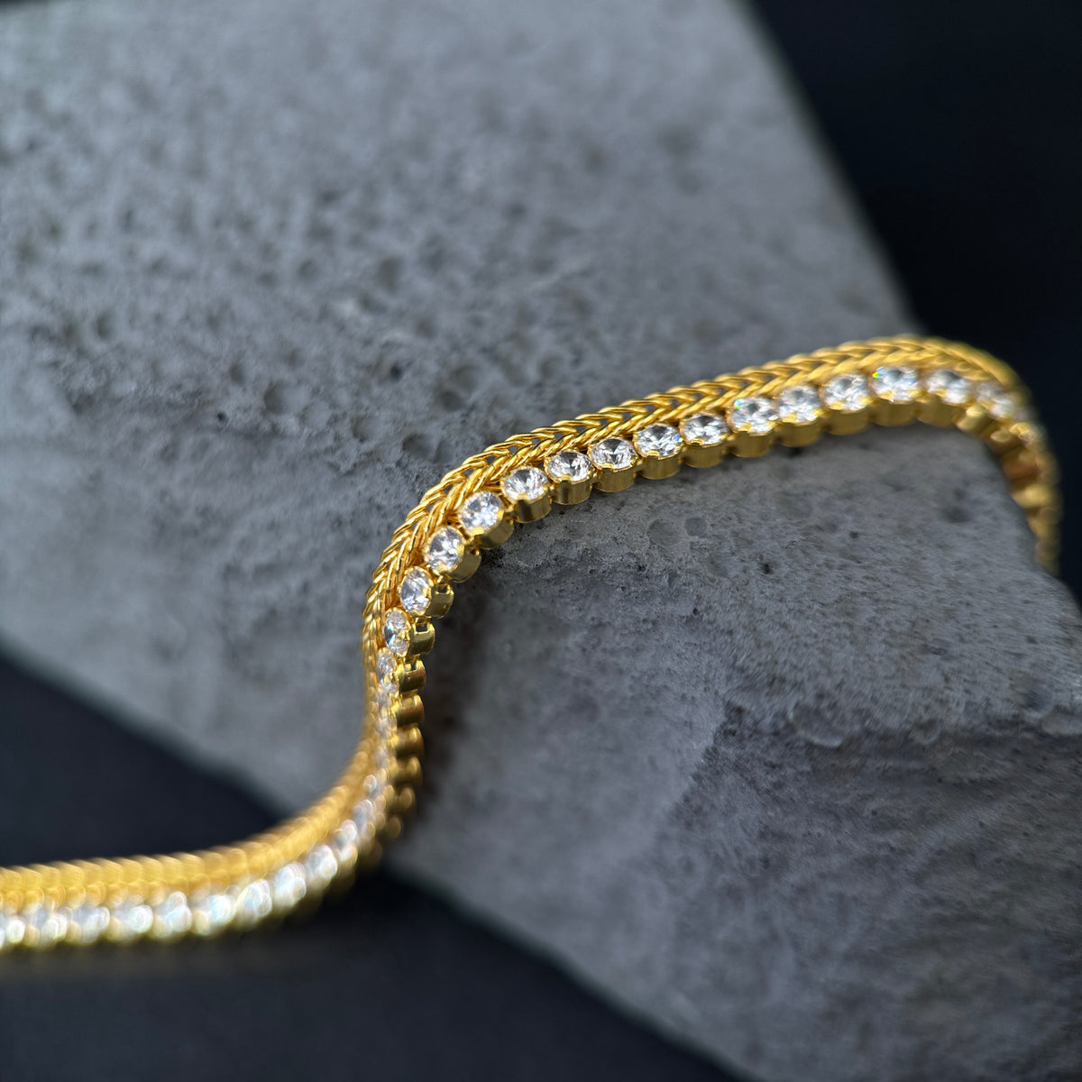 The Golden Wheat & Diamond / Double-Row Wheat Chain Tennis Bracelet