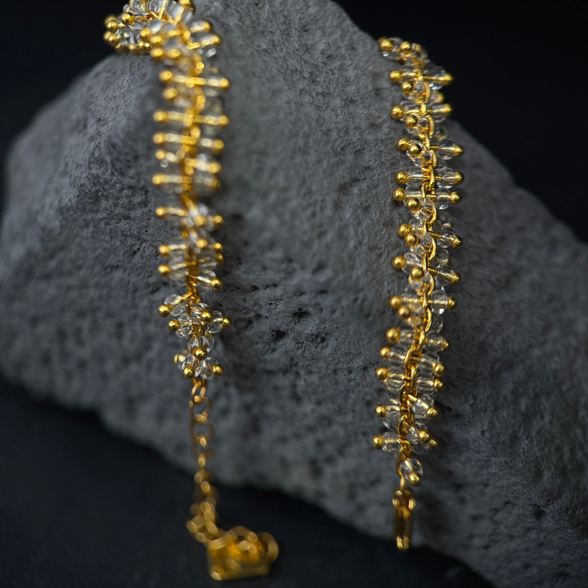 The Crystal Vine / Golden Frost Woven Bracelet