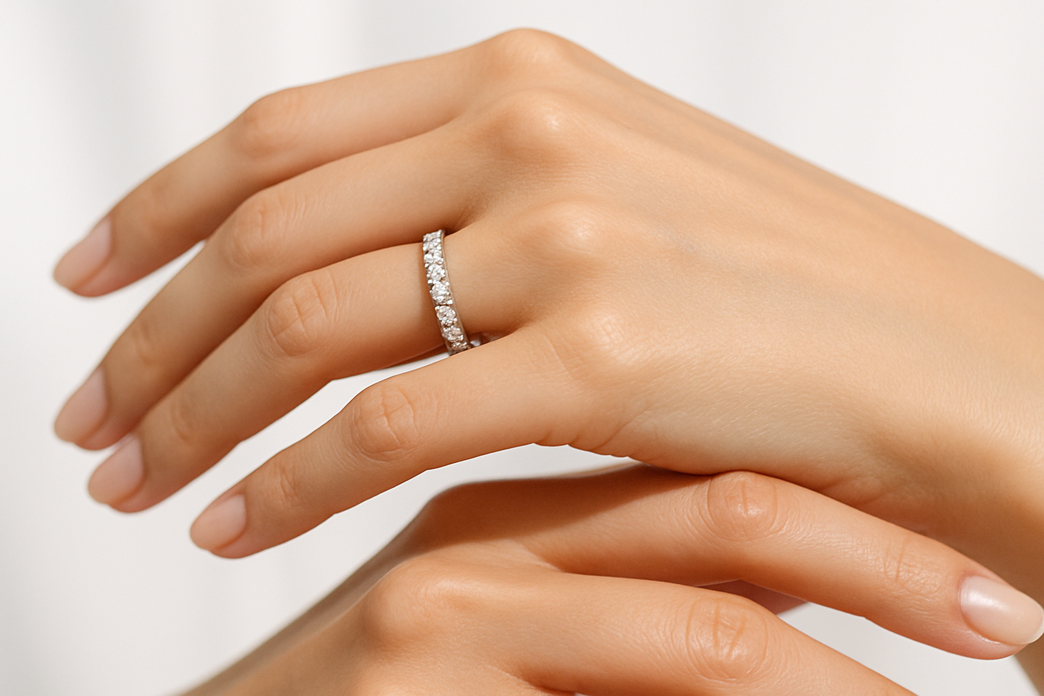tennis ring wearing photo, only show hands, bright background