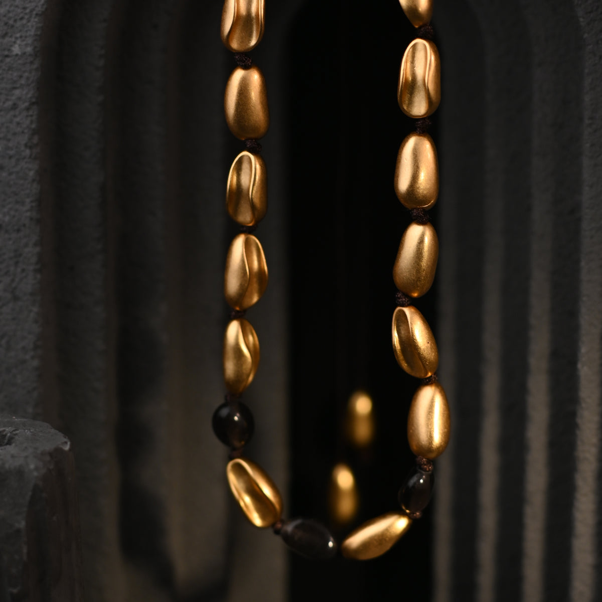 The Golden Coffee Bean & Smoky Quartz Necklace