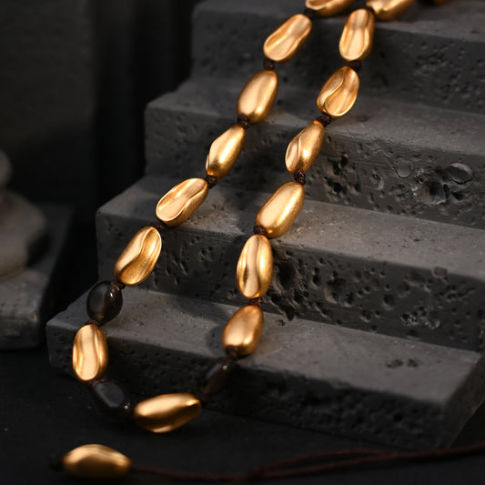 The Golden Coffee Bean & Smoky Quartz Necklace