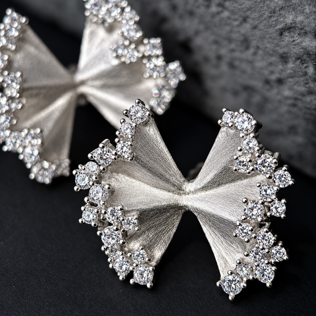 The Silver Bow / Farfalle Diamond Stud Earrings