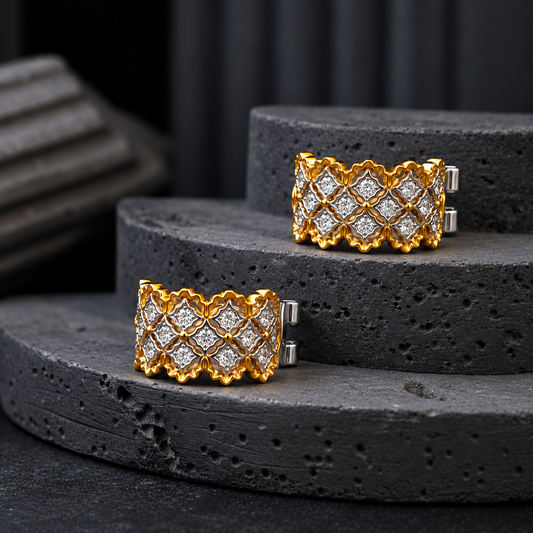 The Byzantine Lace / Two-Tone Renaissance Hoop Earrings