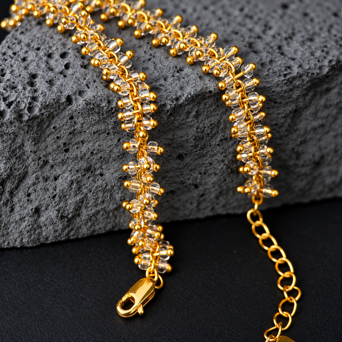 The Crystal Vine / Golden Frost Woven Bracelet