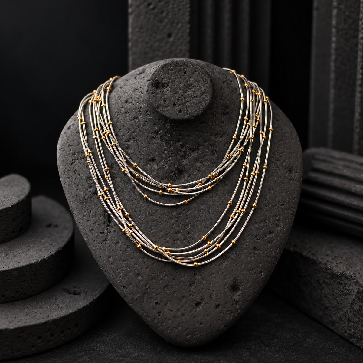 HCNE018 two tone necklace view 1