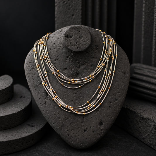 HCNE018 two tone necklace view 1