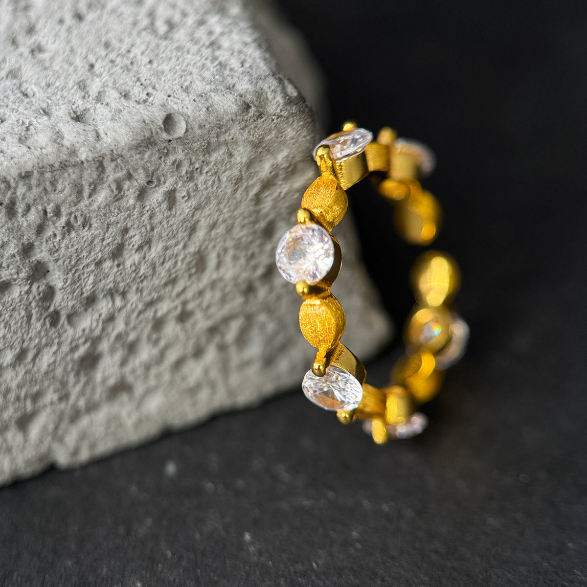 The Golden Pebble / Textured Bezel Eternity Band