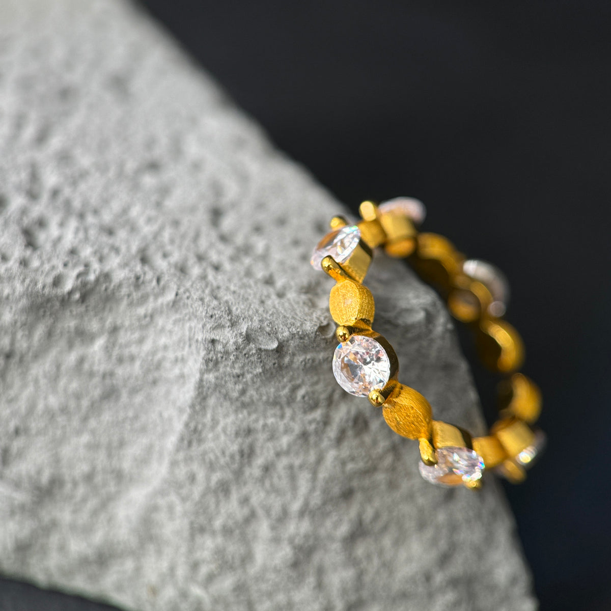 The Golden Pebble / Textured Bezel Eternity Band