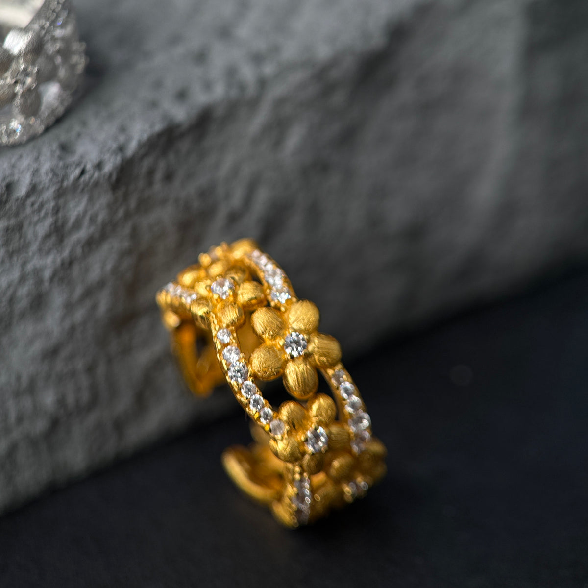 The Golden Blossom / Floral Vine Openwork Ring