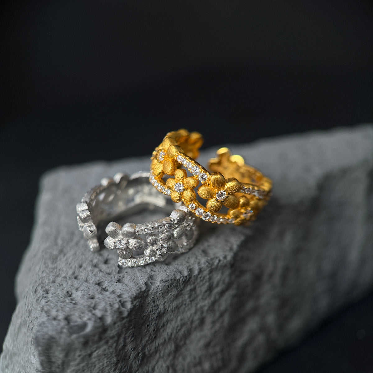 The Golden Blossom / Floral Vine Openwork Ring