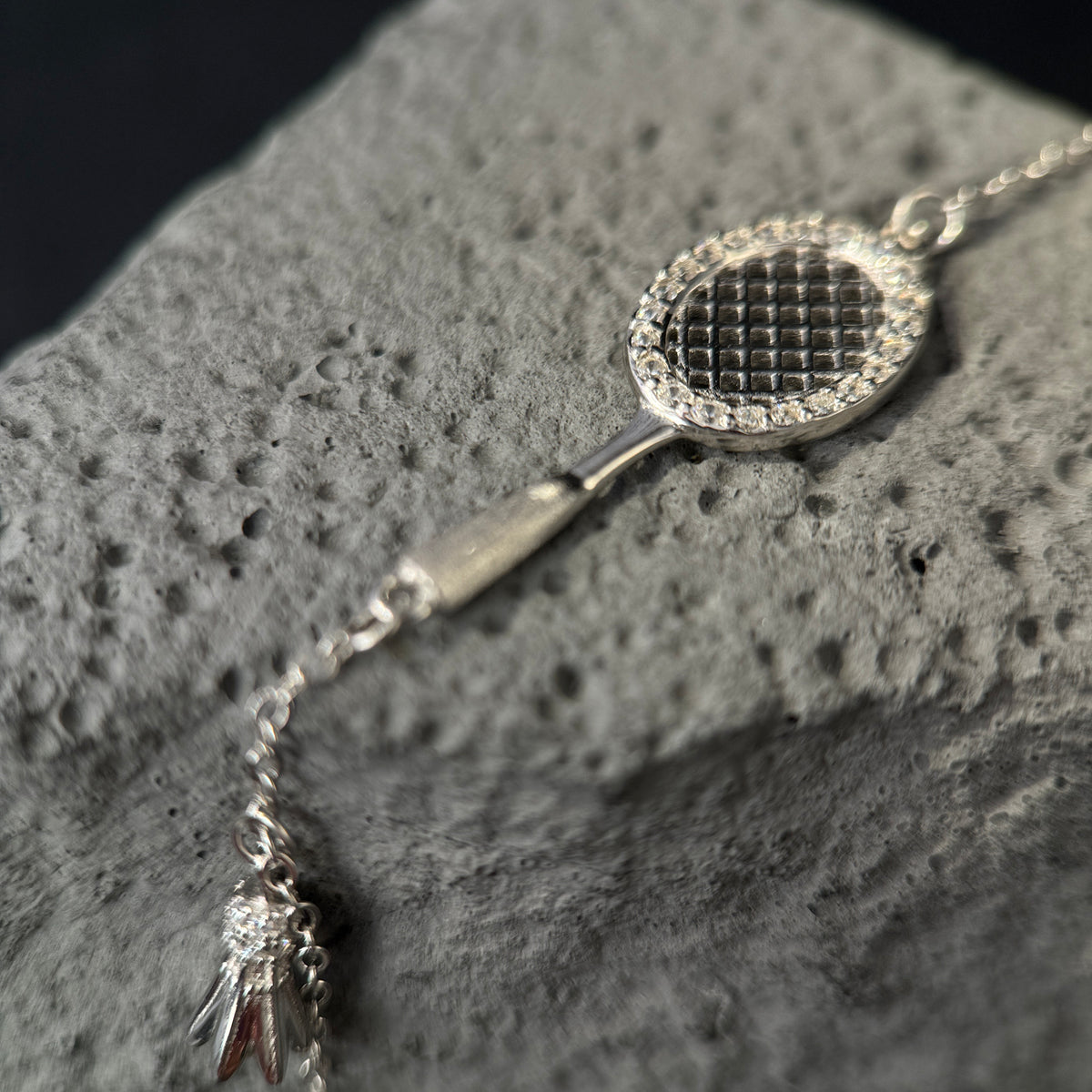 The Silver Badminton Racket & Shuttlecock / Pavé Sports Charm Bracelet