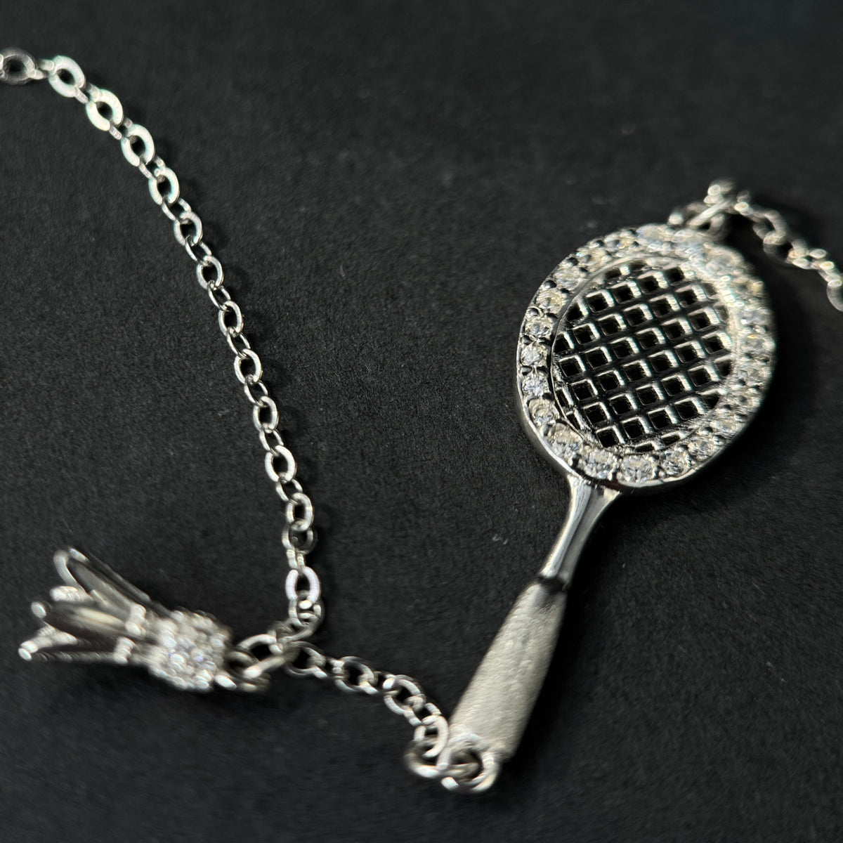 The Silver Badminton Racket & Shuttlecock / Pavé Sports Charm Bracelet