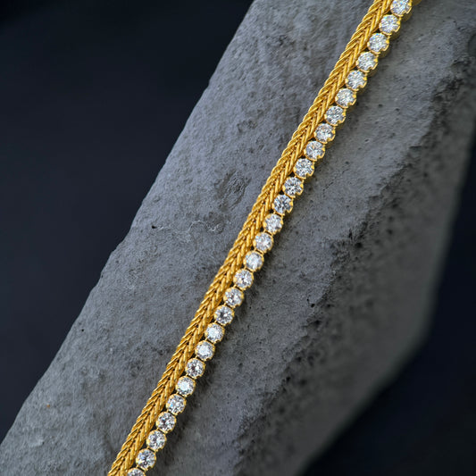 The Golden Wheat & Diamond / Double-Row Wheat Chain Tennis Bracelet