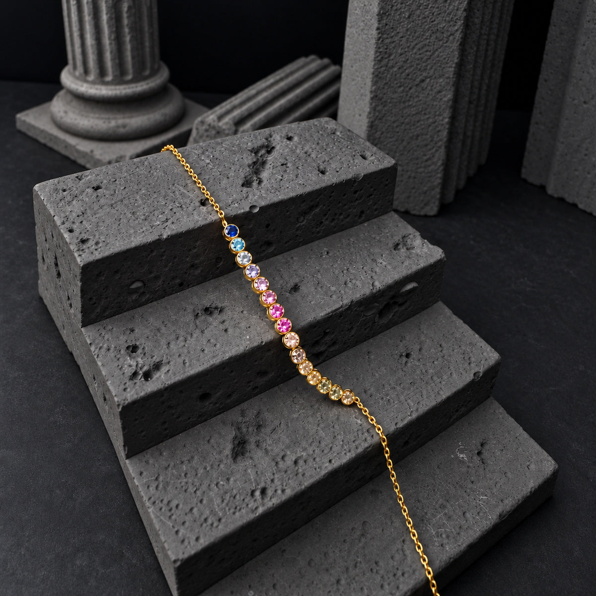 YYBR002 multicolor gemstone bracelet corrected natural colors