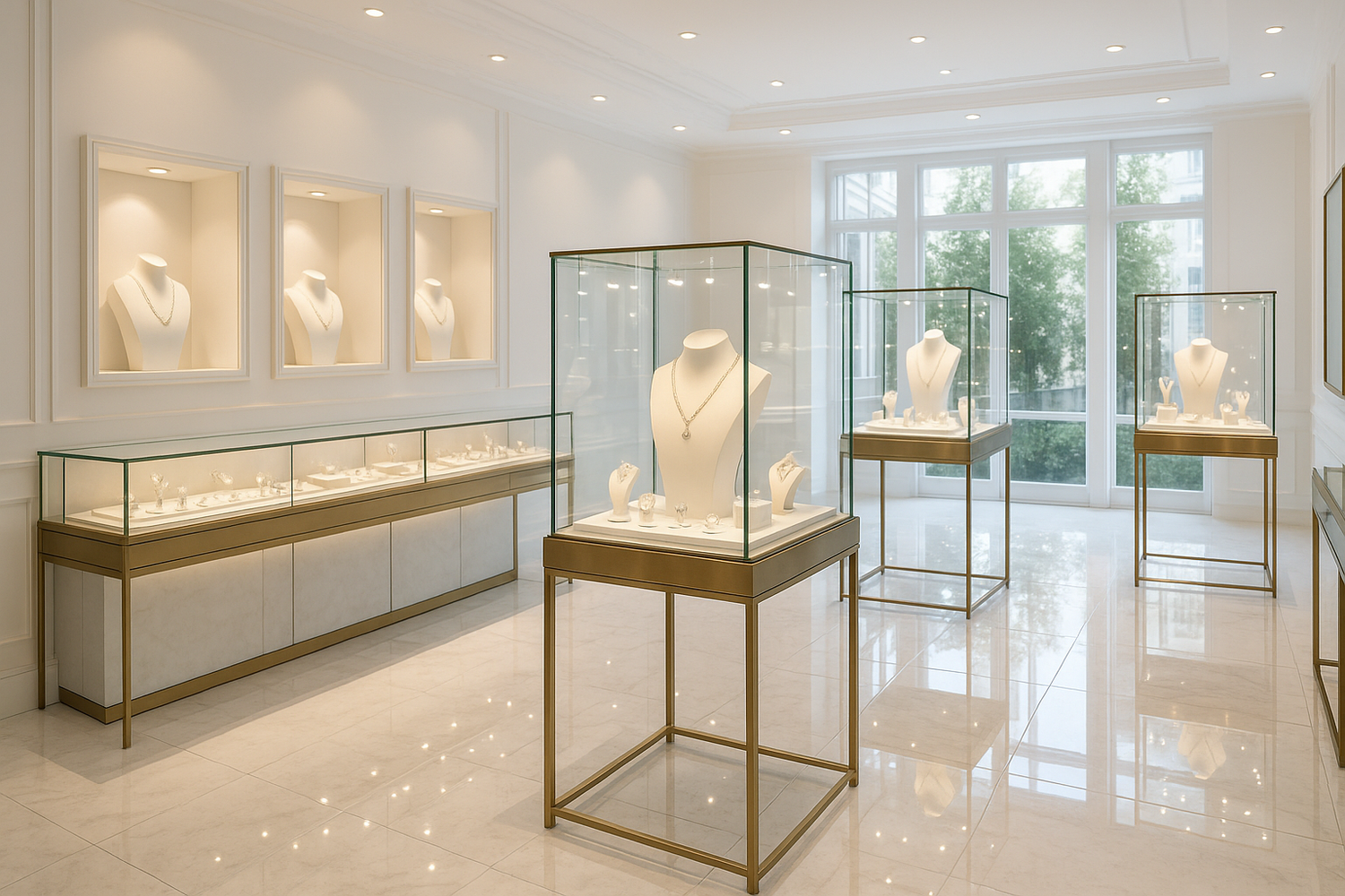 bright jewelry showroom